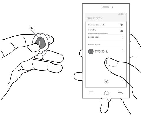 DENVER True Wireless TWE-50 TWS Earbuds - Find “TWE-50_L” to connect with your phone