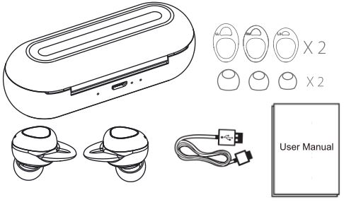 DENVER True Wireless TWE-50 TWS Earbuds - Packing list