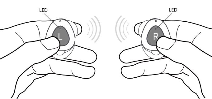 DENVER True Wireless TWE-50 TWS Earbuds - Press L&R button for 2s