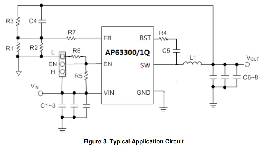 DIODES AP63300Q 3 8v To 32v Input 3a Low Iq Synchronous Buck - EVALUATION BOARD SCHEMATIC
