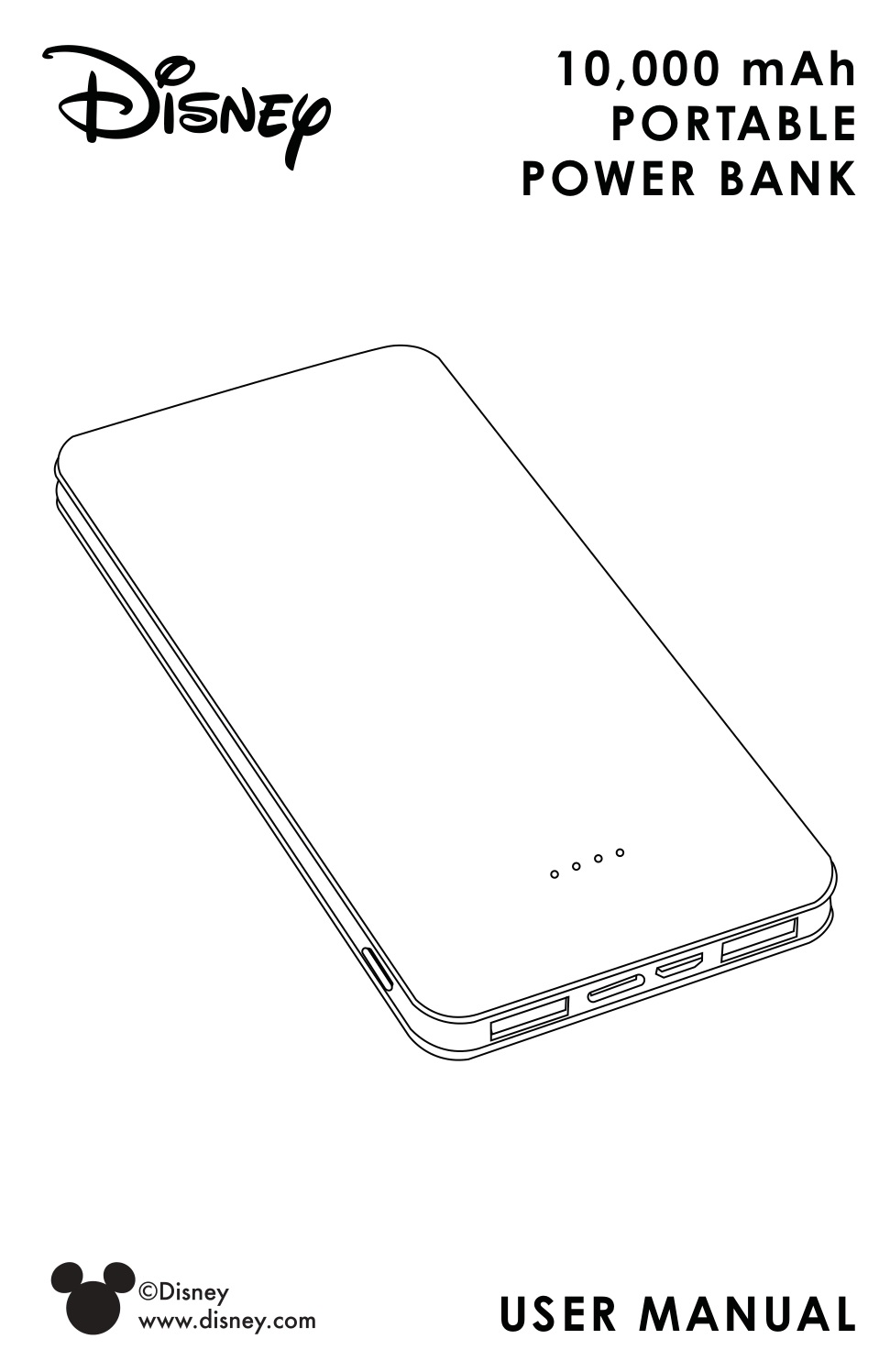DISNEY 10000mAh Portable Power Bank User Manual
