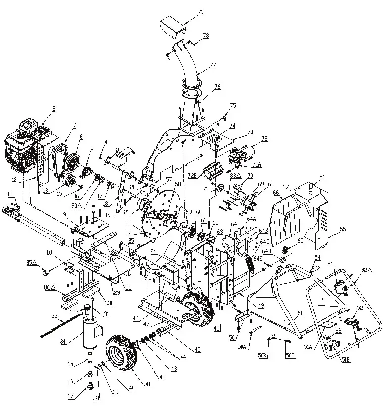 DK2 POWER OPC505AE 5 Inch Auto Feed Chipper - ASSEMBLY 6