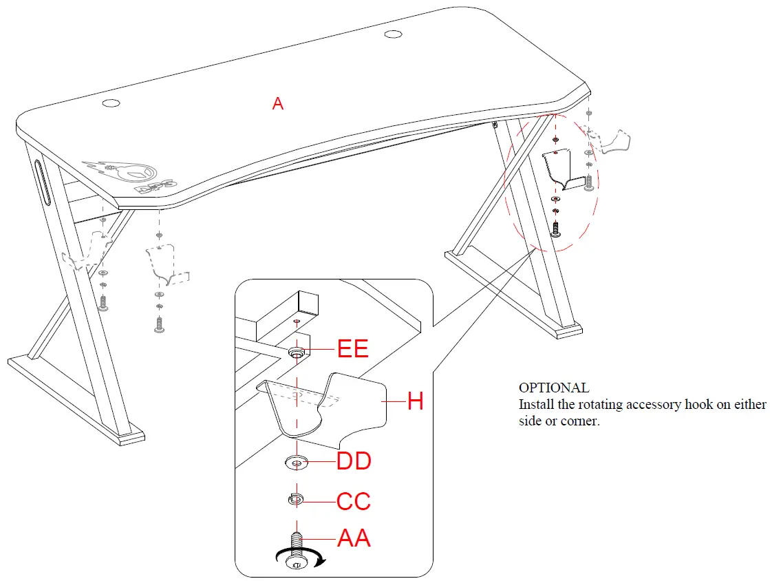 DPS CSC60GD-1 60 Inch Gaming Desk 20