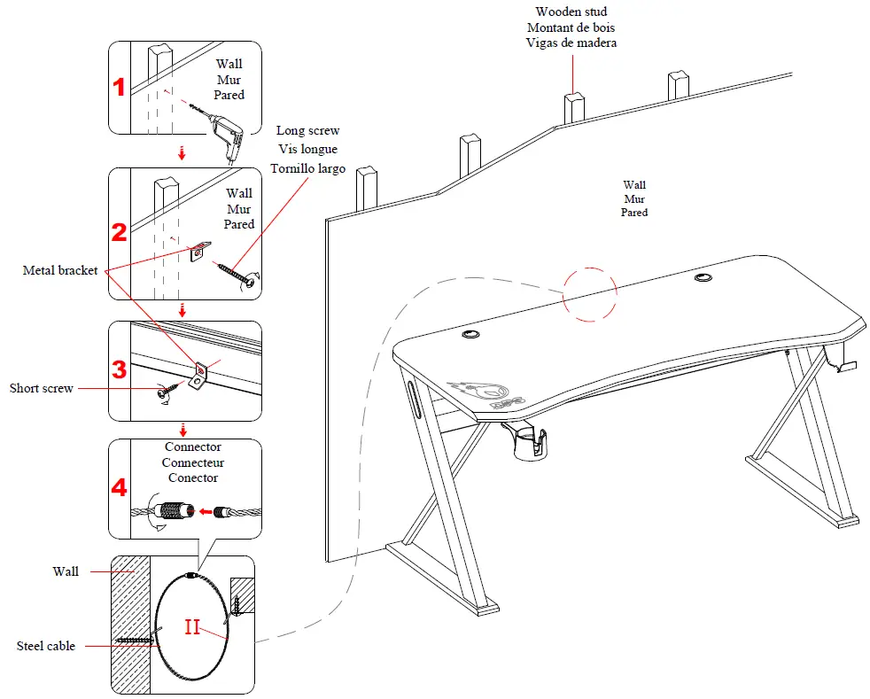 DPS CSC60GD-1 60 Inch Gaming Desk 24