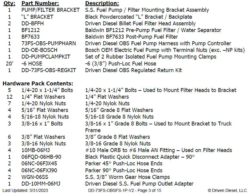 DRIVEN DIESEL DD-73FS-OBSFS-1P-V2 COMPLETE OBS Electric Fuel System-FIG8