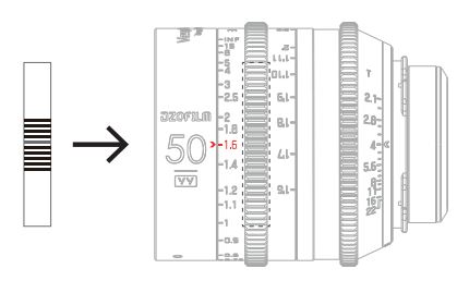 DZOFILM Vespid Prime Cine Lens User Manual - Make the pointer align with the 1.6m scale