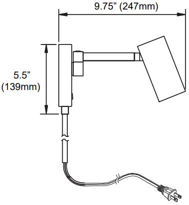 Dainolite STY-91WSPT Light Wall Swing Arm Spotlight-fig2