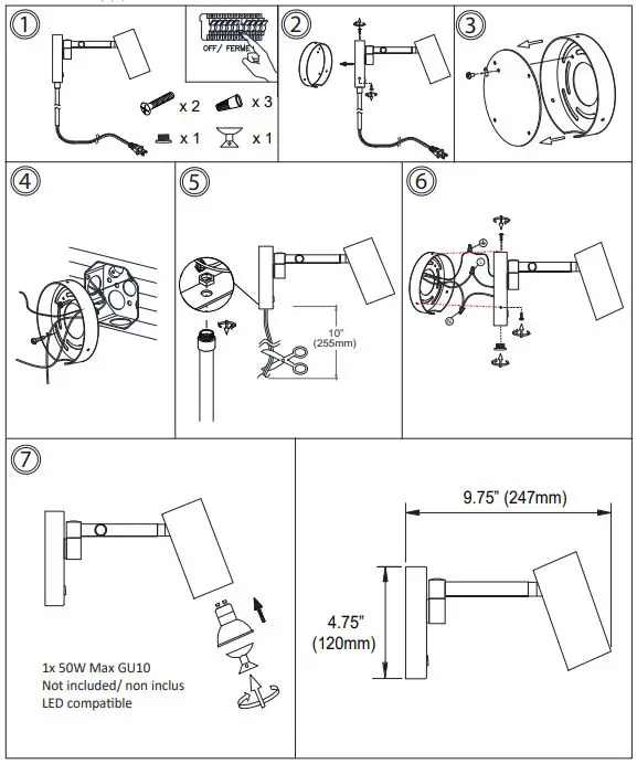 Dainolite STY-91WSPT Light Wall Swing Arm Spotlight-fig3