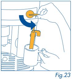 DeLonghi Magnifica - Dip the cappuccino frother into the into the container with milk