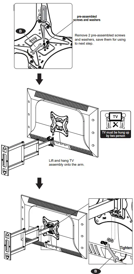 ELIVED YD3018 Long Arm TV Mount - Minimum VESA Pattern - Wall Plate