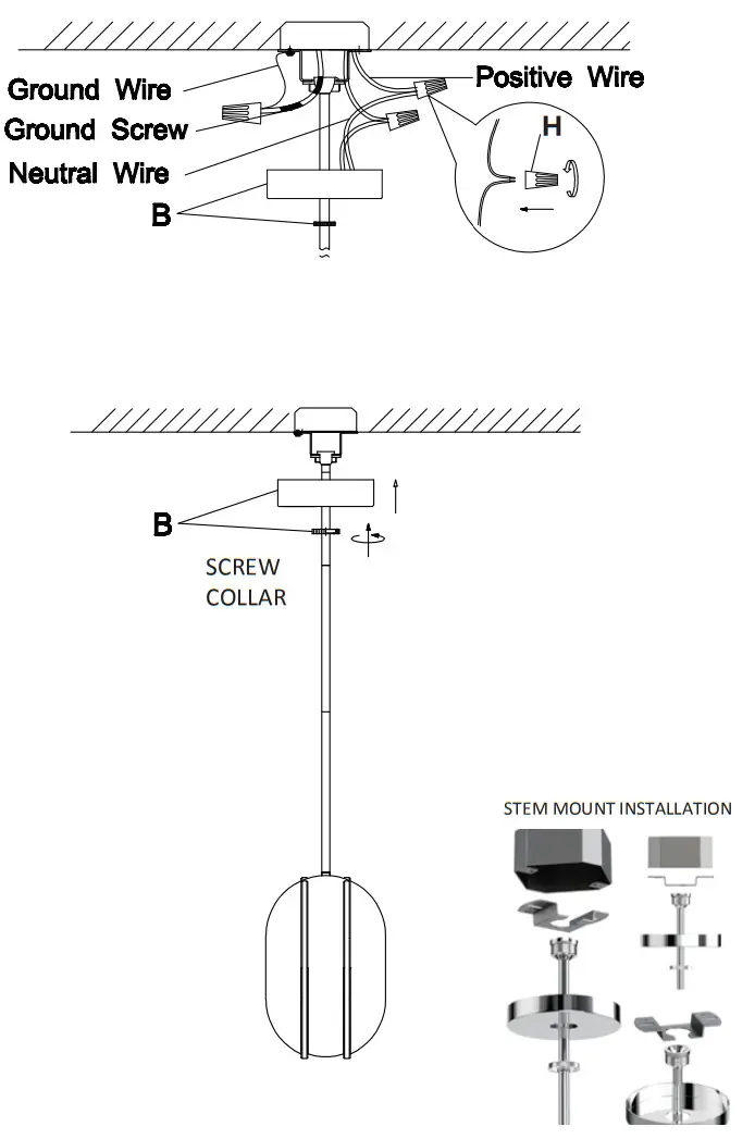 ET2 Contemporary Lighting E25002 9.75 Inch Satin Brass Single Pendant Ceiling Light - PARTS 2
