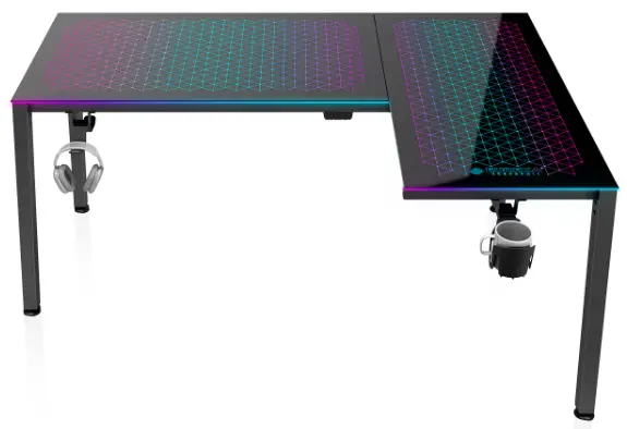 EUREKA ERGONOMIC L60 Music Sensing RGB LED Lights Glass Gaming Desk