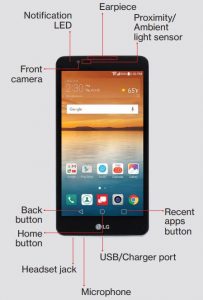 FIG 1 LG Stylo 2V Phone Front View