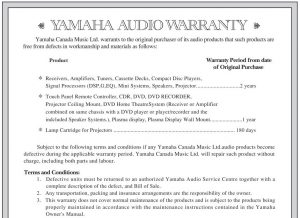 FIG 23 Yamaha Audio Warranty