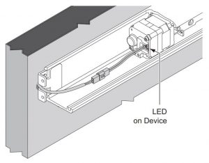 FIG 24 LED is only visible with the mechanism cover removed)