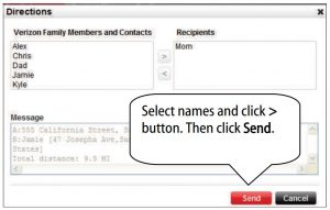FIG 52 Send Directions to a Family Member Phone