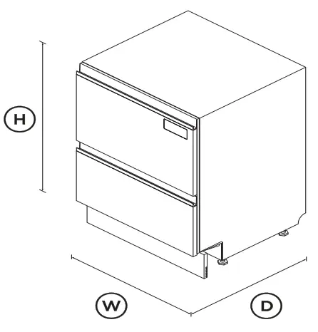 FISHER PAYKEL DD60D4NB9 Double DishDrawer Dishwasher Sanitise - DIMENSIONS