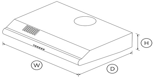 FISHER PAYKEL HF60LX4 Wall Rangehood 60cm Fixed - DIMENSIONS