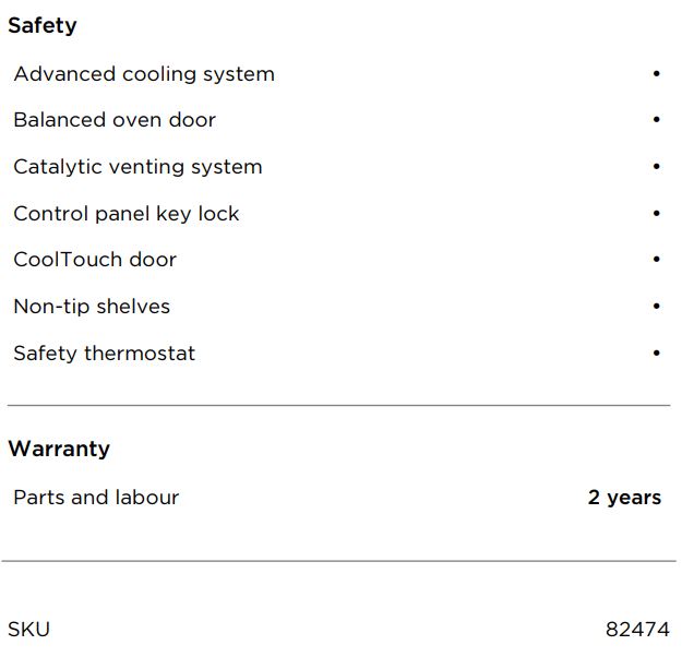 FISHER PAYKEL OB60SMPTDB1 Oven 60cm 16 Function Selfcleaning User Guide - SPECIFICATIONS