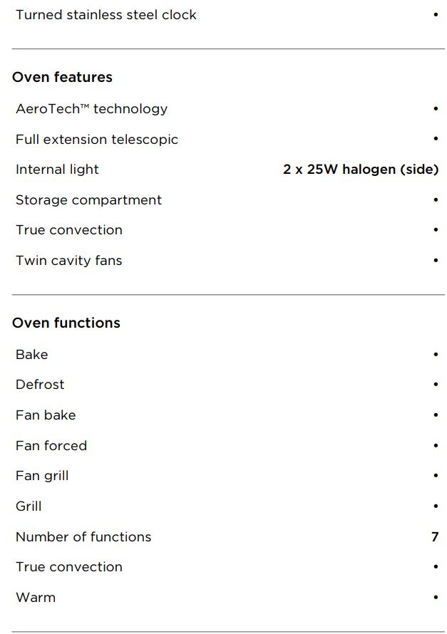 FISHER PAYKEL OR90SCG1X1 Freestanding Cooker Dual Fuel 90cm 5 Burners User Guide - SPECIFICATIONS