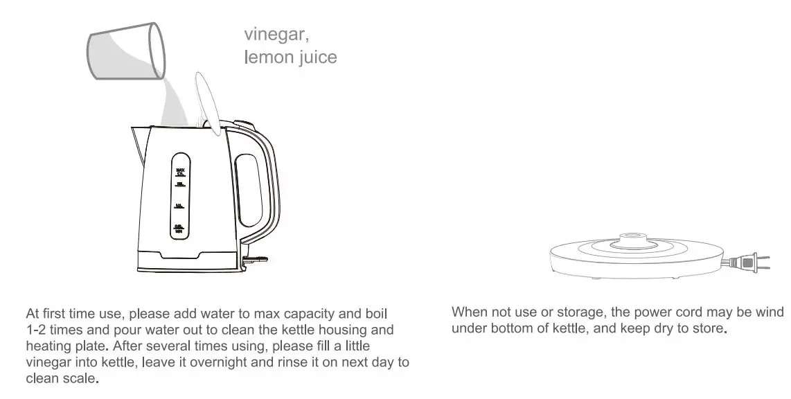 FOHERE KE01301V-CE Smart Glass Tea Kettle Instruction Manual - Care and Cleaning