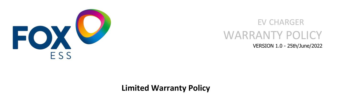 FOX-ESS EV Charger Warranties Owner's Manual