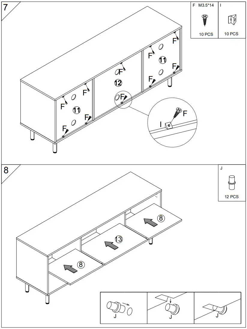 FURNIWOOD HZ-H04 Mid Century Modern TV Stand - parts5