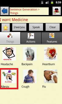 Figure 4.5 The medicine screen