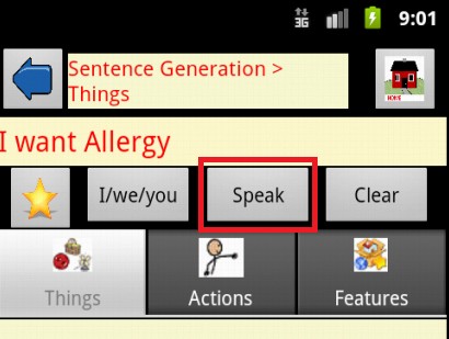 Figure 4.6 A partial things screen