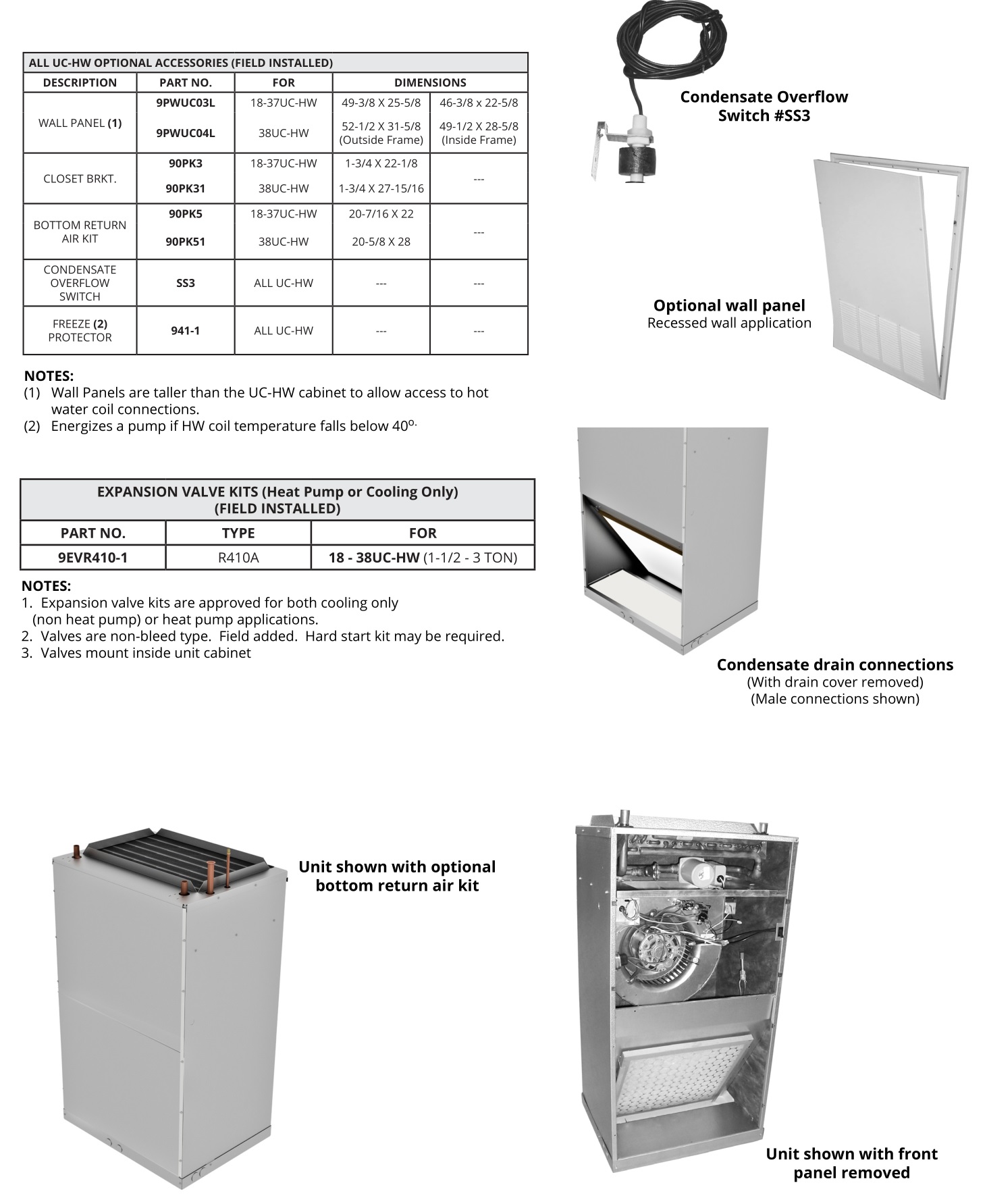 First Co UC-HW Series Wall Closet Air Handlers - Accessories
