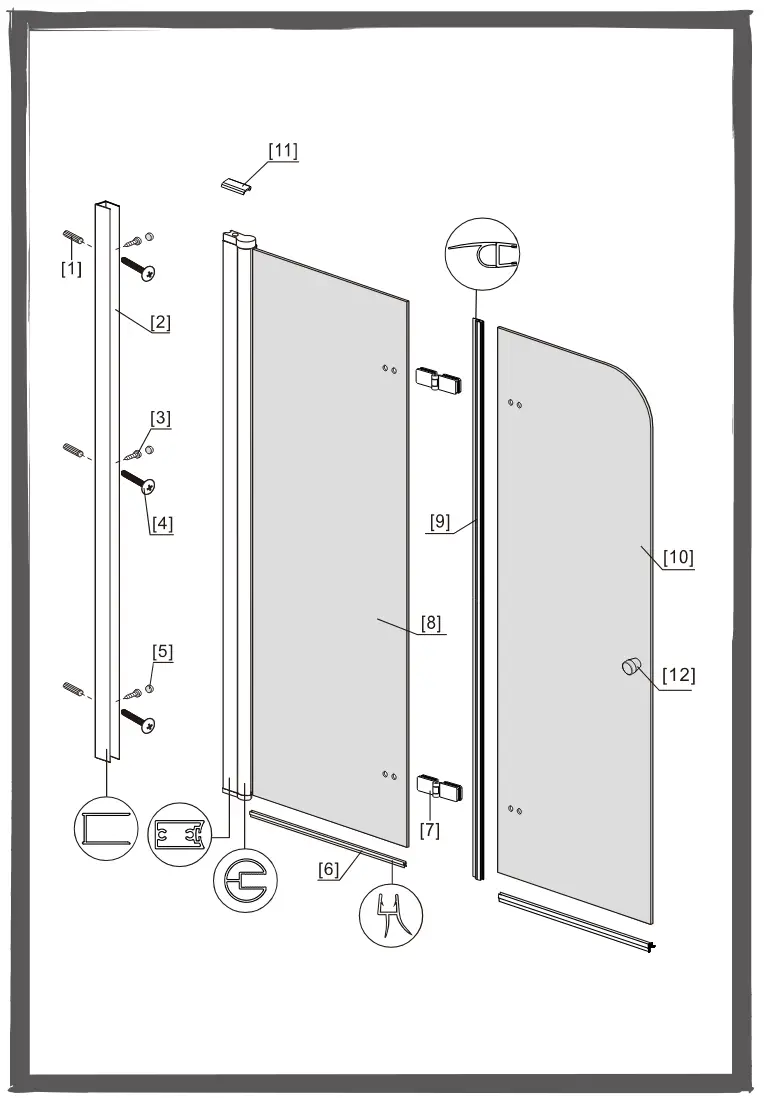 Frameless J28 Foldable Tub Shower Door - figer2