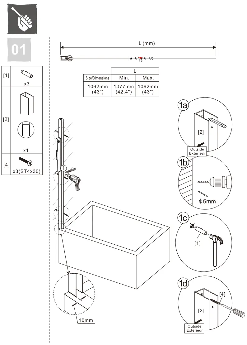 Frameless J28 Foldable Tub Shower Door - figer3