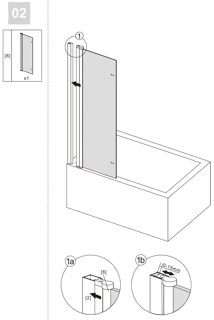 Frameless J28 Foldable Tub Shower Door - figer4