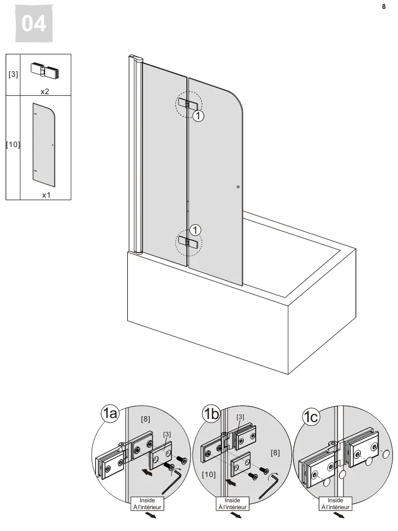 Frameless J28 Foldable Tub Shower Door - figer6