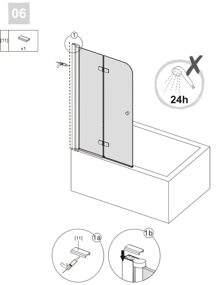 Frameless J28 Foldable Tub Shower Door - figer8