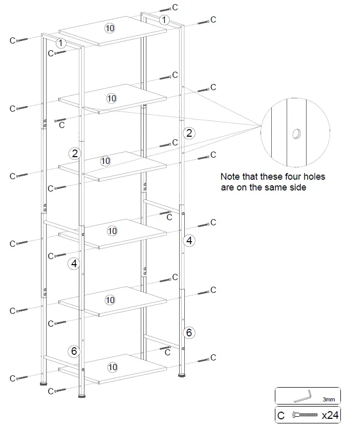 Furologee-CTBS-6T-008-Tier-Tall-Bookshelf-Industrial-Narrow-Bookcase-9