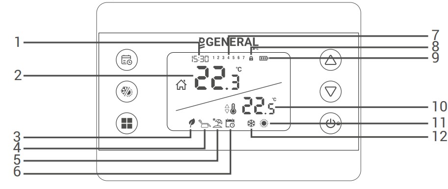 GENERAL HT330S Smart Room Thermostat - Product Display Layout