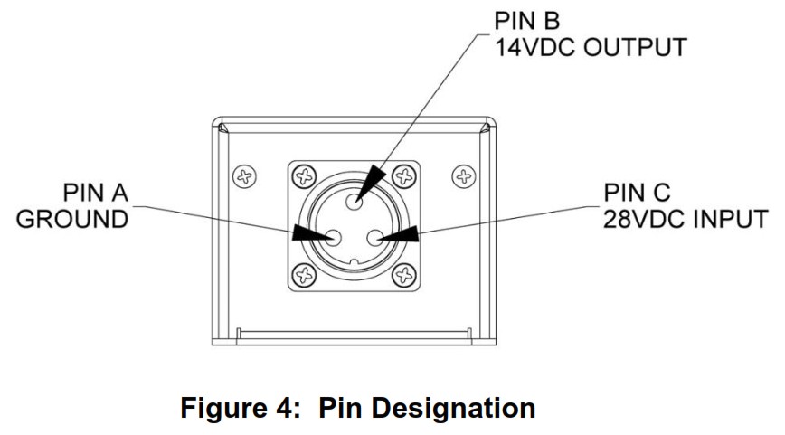 GENEVA AVIATION BELL 204 VDC Power Converter - Pin Designation