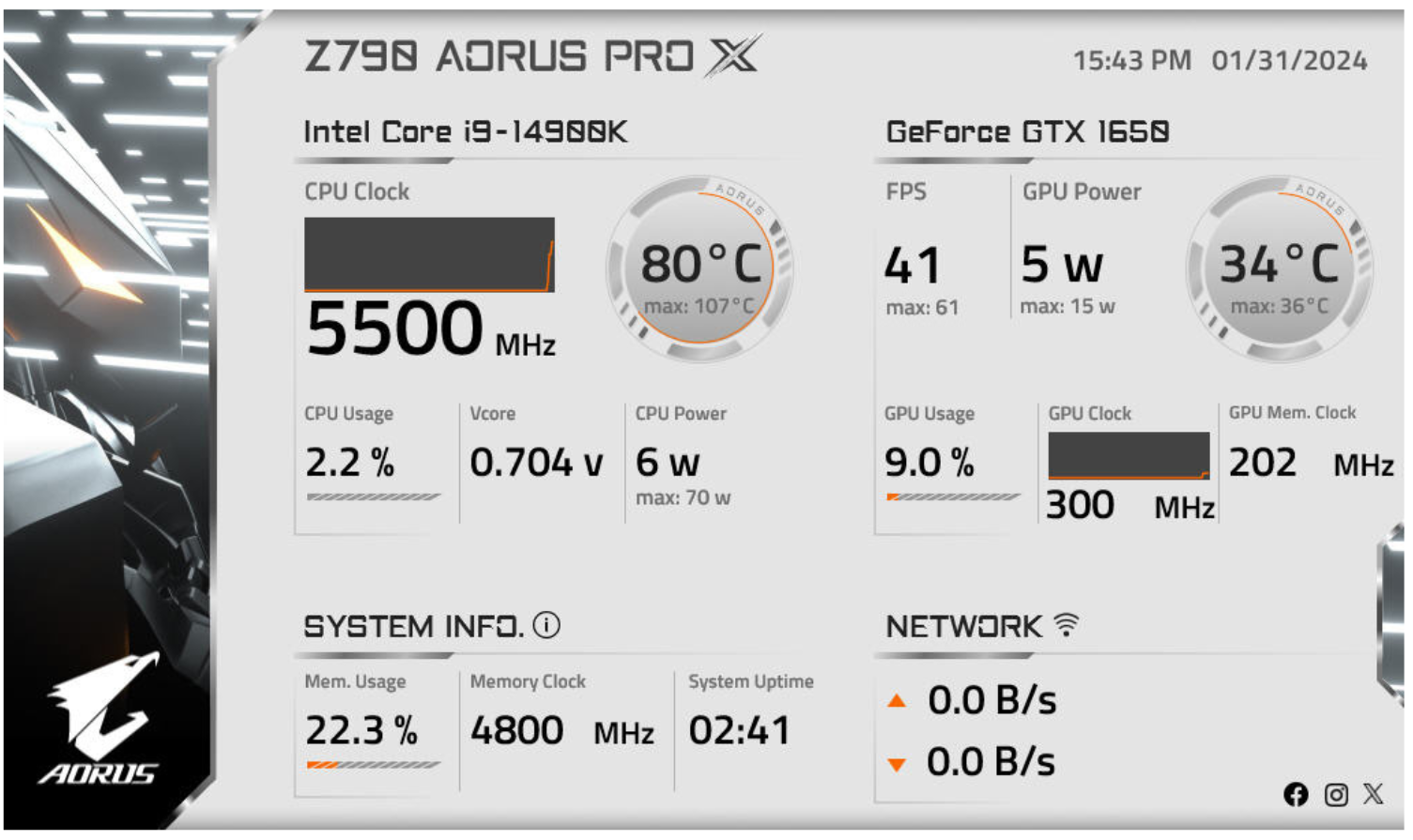 Load The Aorus Sensor Panel Skin On Rainmeter