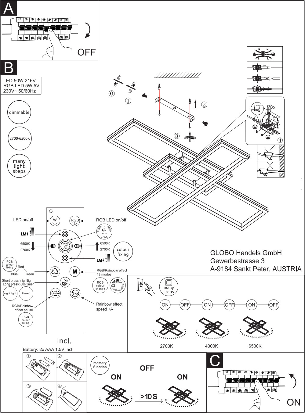 GLOBO 04140C03461 Ceiling Light