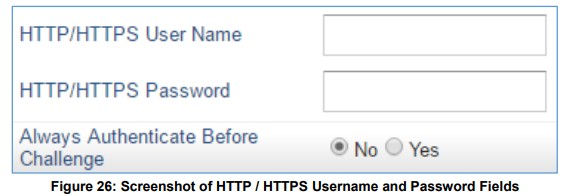 GRANDSTREAM Firmware Upgrade Server Software - Screenshot of HTTP HTTPS Username and Password Fields