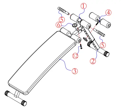 GYMAX YW 18B Adjustable Sit up Bench - drawing2
