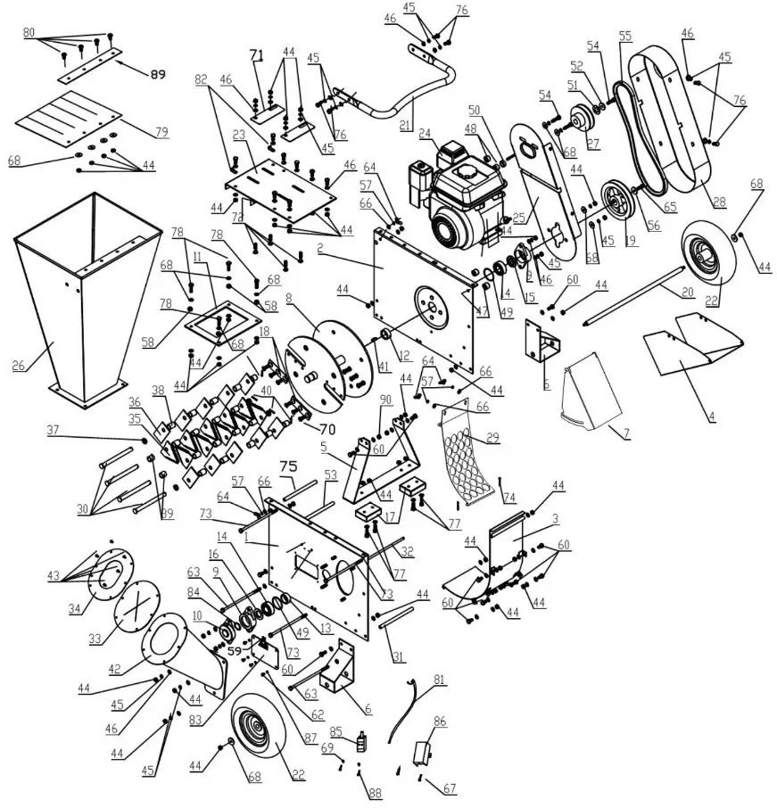 Greatbull GBK65 Chipper Shredder - SPARE PARTS DIAGRAM 1