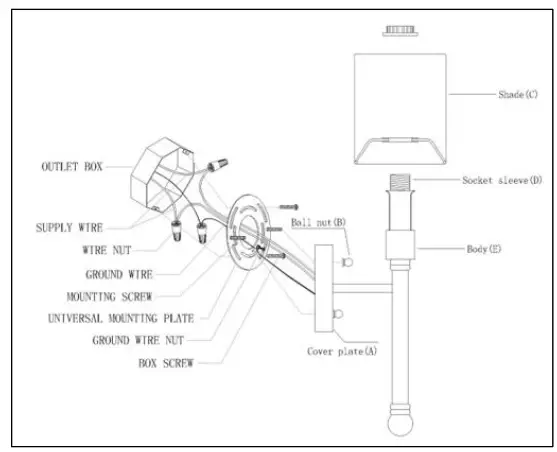 HANOVER HHARPERBRCHR-1WS Harper 1 Light Wall Sconce Single - Fig1