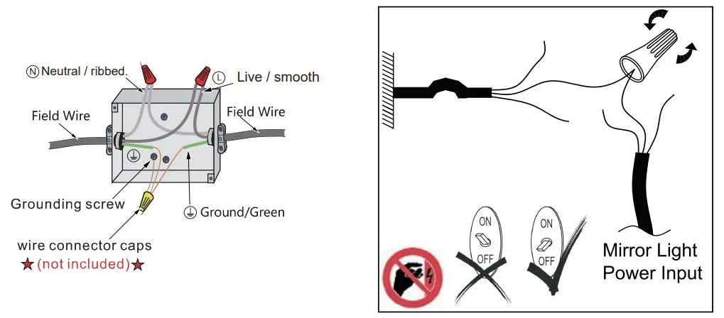 HBEZON BA-0013MC-L 20 Inch Rectangular Iron Small LED Mirror - Step 4