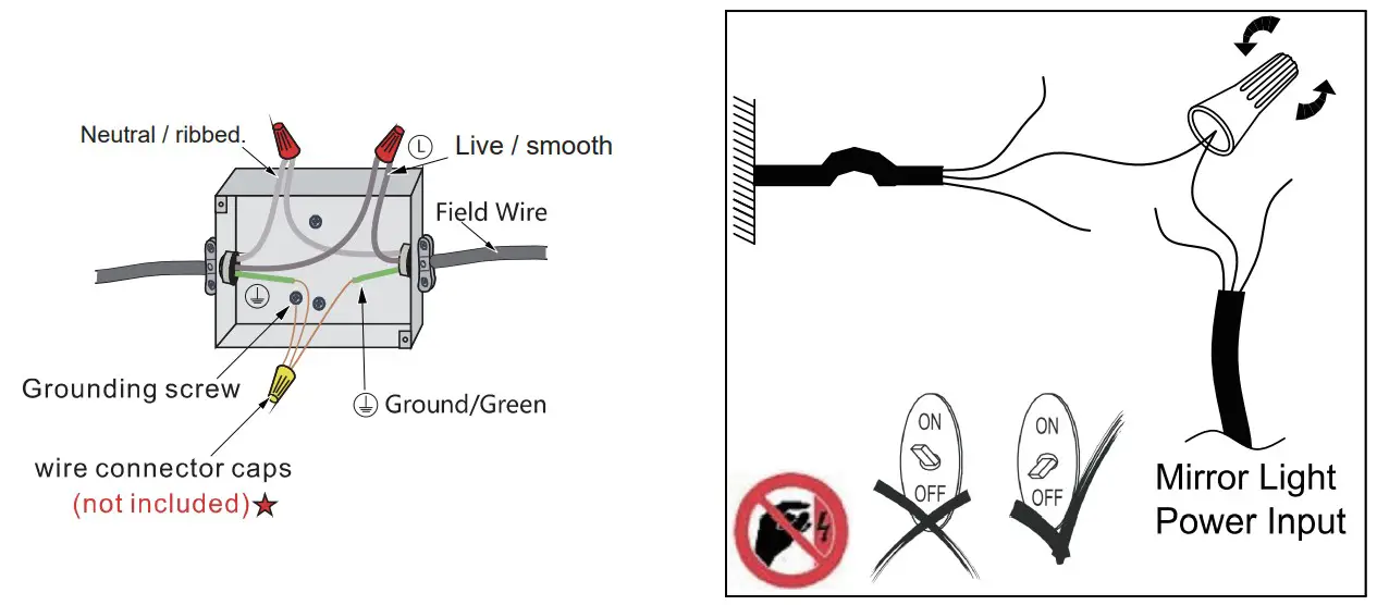 HBEZON BA-0013MC-L 20 Inch Rectangular Iron Small LED Mirror - Step 7