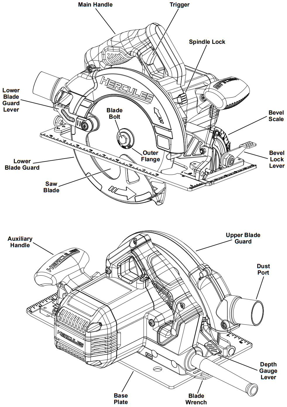 HERCULES HE72 714 Corded Circular Saw - Functions