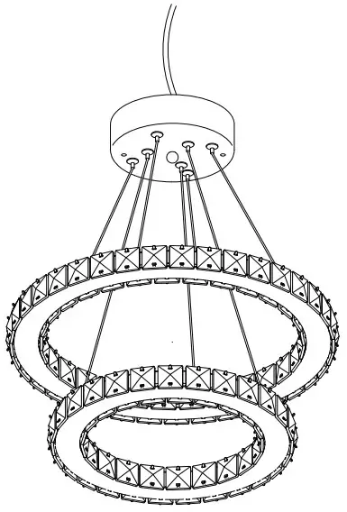 HOMCOM B31-272 Modern LED Chandelier 2 Crystal Rings