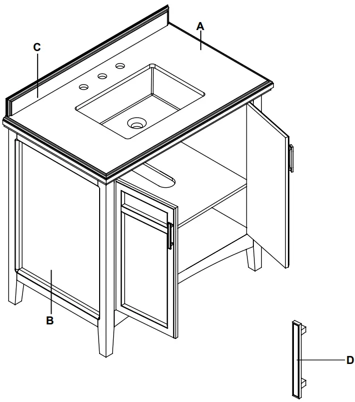 HOME DECORATORS COLLECTION Sassy 36 Inch Vanity - PACKAGE CONTENTS