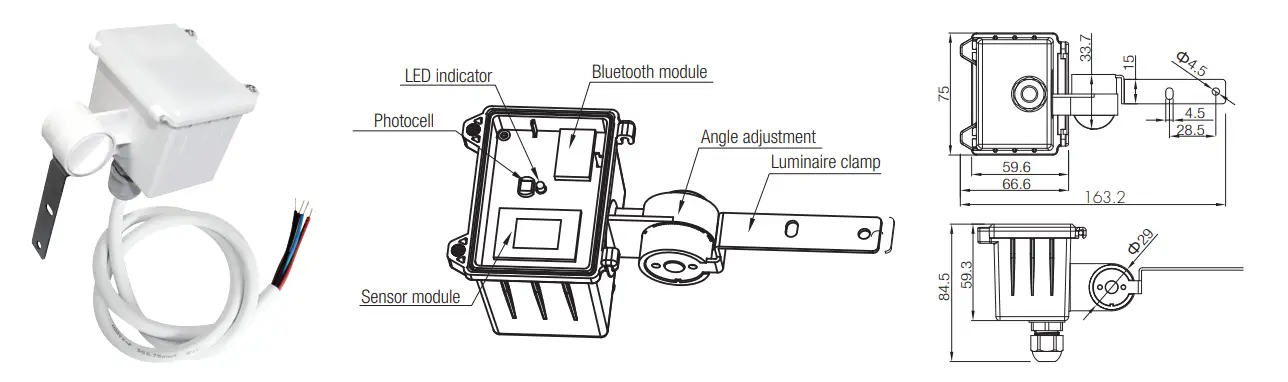 HYTRONIK HMW84 IP65 HF Motion Sensor with Bluetooth 5.0 SIG Mesh - clamp